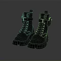 Black Lace Up Boots With Platform Sole And Metal Buckles Fashionable Design
