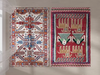 Colorful Square Carpets With Traditional Intricate Geometric And Symmetrical Patterns 3d model