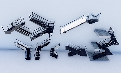 Modern Stairs Indoor Stairs External Stairs Straight Stairs Jumping Stairs Combination Creative Stairs 3d model