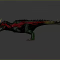 Fierce Green And Red Horned Dinosaur With Spiked Back 3D Rendering
