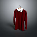 Red Long Sleeve Sweater With White Collar And Black Button Details On Hanger