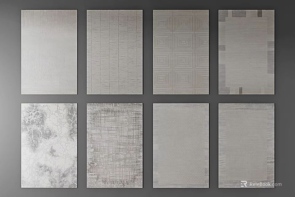 Modern Square Rugs With Various Geometric Patterns And Textures For Home Interior Decor 3d model