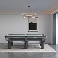 Modern Entertainment Billiard Table With Black Frame Green Felt Surface Sturdy Legs In Contemporary Room