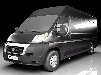 Black Fiat Cargo Van With Sleek Exterior Design And Alloy Wheels Front View 3d model