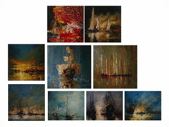 Modern Oil Painting Wall Decoration Hanging Painting 3d model