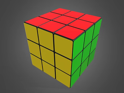 Rubik's Cube With Colorful Red Yellow Green Faces And Black Borders 3d model