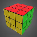 Rubik's Cube With Colorful Red Yellow Green Faces And Black Borders