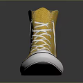 Yellow High Top Canvas Shoes With White Laces And Rubber Sole