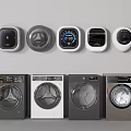 Modern Sleek Washing Machines With Various Colors And Smart Control Panels