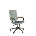 Modern Office Chair With Fabric Upholstery Wooden Armrests And Rolling Casters