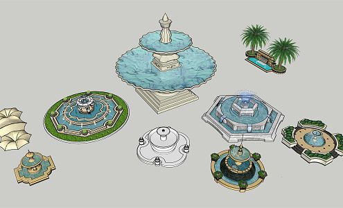 jane ou fountain swimming pool 3d model