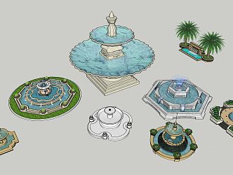 jane ou fountain swimming pool 3d model