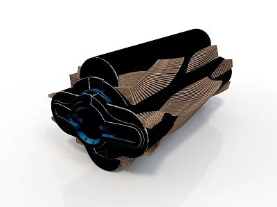 Advanced Space Propulsion System 3D Model With Black Brown And Blue Details 3d model