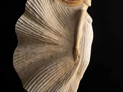 Elegant Ornamental Decor Set Featuring Shell Shaped Female Sculpture Artistic Home Decoration 3d model