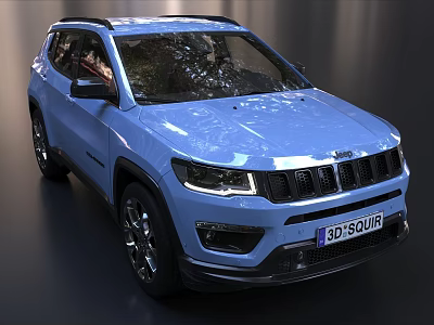 Blue Jeep SUV With Modern Front Design Black Grille And Alloy Wheels 3d model