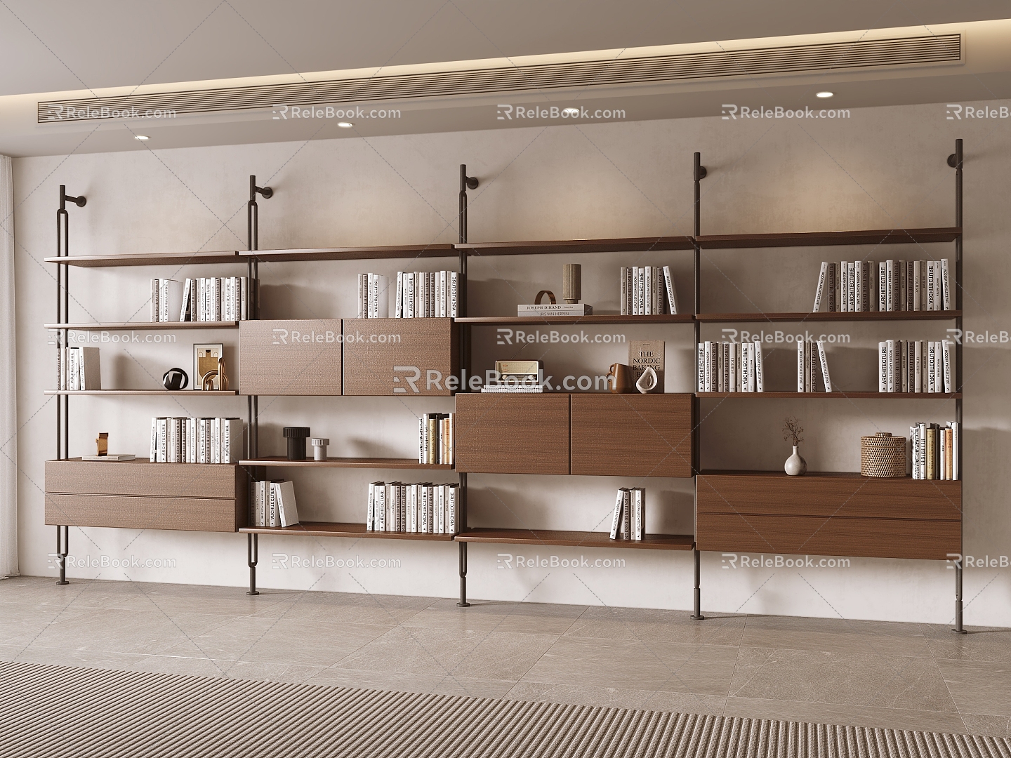 Italian Minimalist Bookshelf Bookcase 3d model