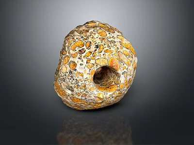 Natural Stone Wood Artifact With Hollow Hole And Brown Yellow Surface Texture 3d model