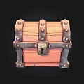 Vintage Wooden Treasure Chest With Metal Rivets Curved Top And Lock