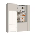 White Refrigerator Freezer In Modern Kitchen With Glass Door Shelves And Coffee Machine
