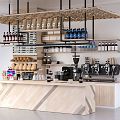 Modern Workbench Coffee Bar Cafe Bar Beverage Bar Coffee Machine Cashier Front Desk Bar Tableware Menu Tableware Console 3d model