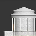 Classical White Stone Dome Building With Columns Steps And Wooden Door
