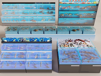 Modern Fish Tank Aquatic Tank Aquarium Seafood Display Area Supermarket Seafood Booth model