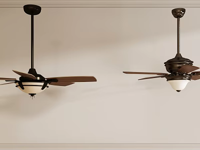 Elegant Ceiling Fan With Wooden Blades And White Light Fixture For Indoor Use 3d model