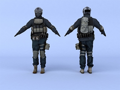 Modern man character security officer 3d model