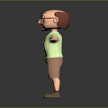 Elderly Man Standing With Large Glasses Green Short Sleeved Shirt Brown Shorts And Outstretched Arms