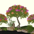Landscaping Arbor Shape Multicolor Triangle Plum Grass Stone Micro Terrain 3d model
