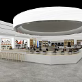 Modern Food Court Interior With Circular Ceiling 3d model