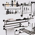 Modern Bathroom Accessories Set With Black Metal Racks Towel Holders Soap Dispensers And Storage