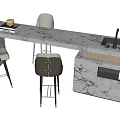 Nakajima counter bar counter operating table dining table and chairs 3d model
