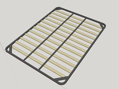 Bed Frame Component With Metal Border And Wooden Horizontal Support Slats 3d model