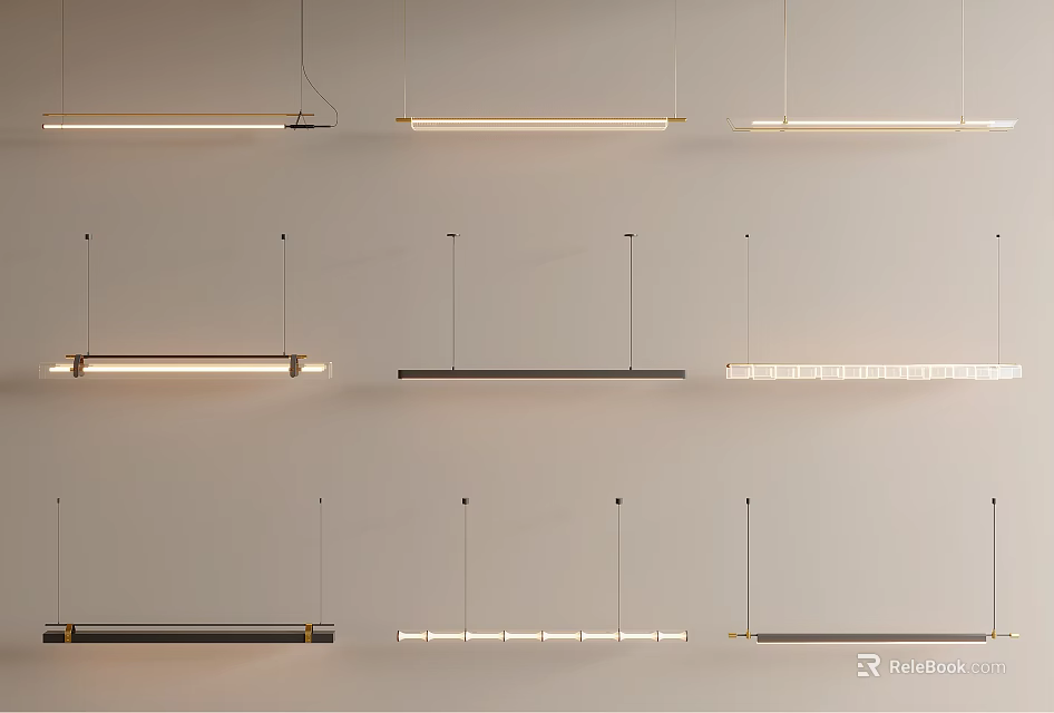 Modern Linear Pendant Lights With Various Hanging Styles And Designs For Home Decor 3d model 