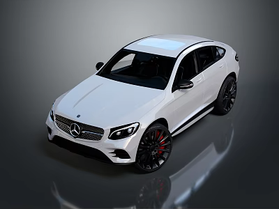White Mercedes SUV Coupe With Modern Sporty Design Black Wheels Red Calipers 3d model