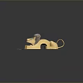 Yellow Lion Shaped Playground Slide With Brown Mane And Red Section On Stone Slab