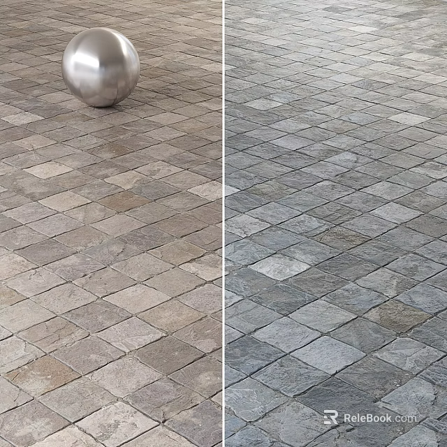 Two Tone Square Stone Tiles Patterned Flooring For Interior Exterior Spaces 3d model 
