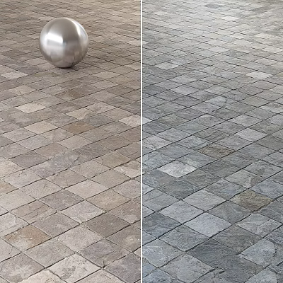 Two Tone Square Stone Tiles Patterned Flooring For Interior Exterior Spaces 3d model