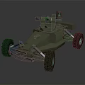Green Electric Toy Off Road Vehicle with Large Wheels Open Frame and Top Mounted Camera
