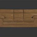 Modern Three Seater Brown Leather Sofa With Plush Backrest Thick Armrests And Elegant Design