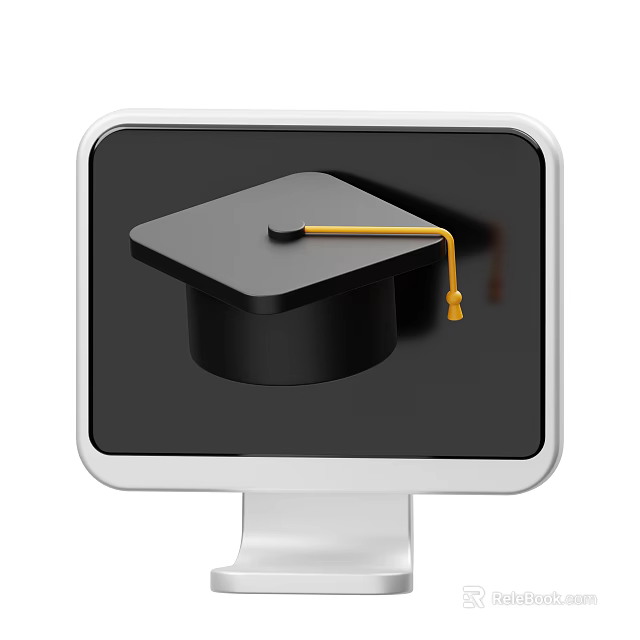 Smart Machine Featuring Digital Display With Graduation Cap For Educational Learning Programs 3d model 