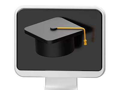 Smart Machine Featuring Digital Display With Graduation Cap For Educational Learning Programs 3d model
