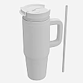 Stanley Light Blue Gradient Insulated Tumbler With Green Lid Straw And Handle