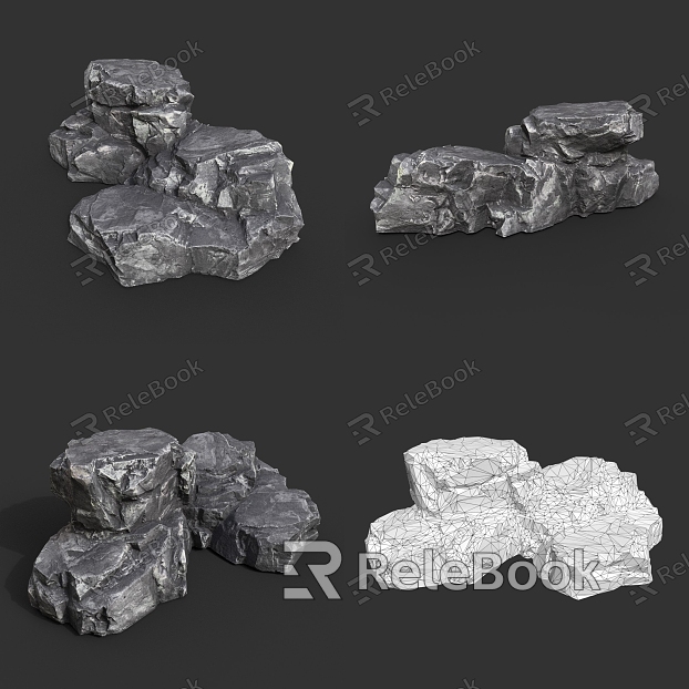 Rock Block Stone Obsidian Granite Natural Landscape model