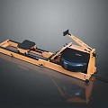 Wooden Recreational Rowing Boat With Black Seat And Paddle For Water Activities