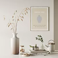 Modern Decorative Ornament Set Featuring Ceramic Vase Dried Grass Poster And Home Decor Items