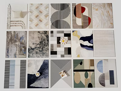 Square Rugs with Various Modern Patterns and Colorful Designs for Home Decor 3d model