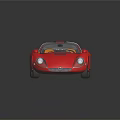 Red Classic Sports Car With Streamlined Design Transparent Roof And Orange Interior