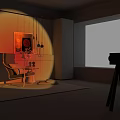 Cozy Leisure Chair With Side Table And Vase In Warm Lighting Textured Wall Room